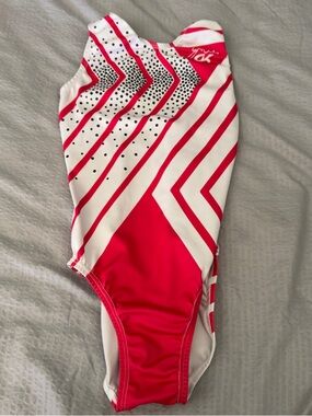 Girls Red & White Geometric Jordan Chiles Gymnastics Leotard size Adult Small